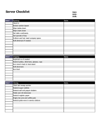 restaurant server checklist form restaurant cleaning