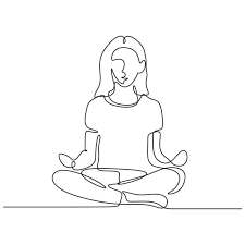Continuous One Line Drawing Of Girl Doing Yoga Sitting In Lotus Woman Relaxation And Meditation For Healthy Body And Positive Mind Vector Illustration Minimalis Line Drawing Girl Drawing Line Art Drawings