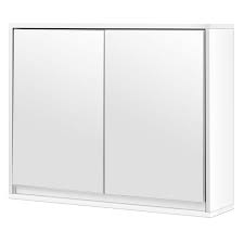 Costway Wall Mounted Bathroom Storage Cabinet Double Mirror Door Organizer Shelf White Walmart Com Walmart Com