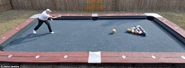 Big Break Giant Pool Table Is 30 Feet Long And Uses 6lb Bowling Balls Backyard Pool Backyard Outdoor Pool Table