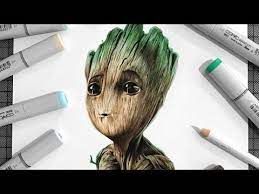 How To Draw Baby Groot Easy Guardians Of The Galaxy Step By Step Tutorial Youtube Baby Groot Drawing Baby Groot Marvel Drawings
