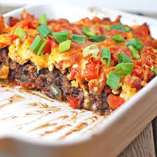 Southwest Black Bean Casserole Pinch Of Yum Recipe Black Bean Casserole Food Recipes