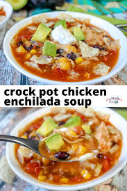 Crock Pot Chicken Enchilada Soup Recipe Chicken Enchilada Soup Healthy Soup Recipes Crockpot Chicken