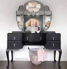 Sold Sold Vanity Dressing Table French Victorian Style Black Etsy Queen Anne Furniture Vintage Dressing Tables Black Dressing Tables
