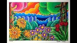 Untuk menggambar sketsa bunga tersebut lakukan dengan. Cara Gradasi Warna Ep 133 Tema Gambar Taman Bunga Youtube