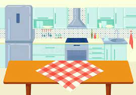 Maybe you would like to learn more about one of these? Cartoon Wooden Kitchen Table With Tablecloth At Cuisine Background Vector Illustration Stock Vector Illustration Of Cosiness Comfort 172440246