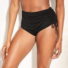 Women S Full Coverage High Waist Side Cinch Bikini Bottom Kona Sol Black Xs High Waisted Bikini Bottoms Bikinis Bikini Bottoms