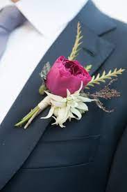 Magenta Garden Rose Boutonniere Magenta Wedding Rose Boutonniere Rose Corsage
