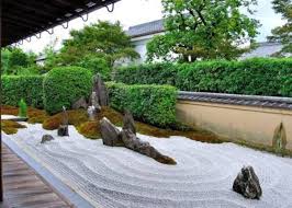 Modern Japanese Garden With Hedges And Stones And Sand Modern Japanese Garden Japanese Garden Zen Japanese Garden