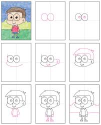 This cartoon snail is done! How To Draw A Cartoon Boy Art Projects For Kids