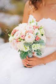 Wedding Bridal Bouquet Of Lisianthus And Cineraria Silver In The Hands Of The Bride Wedding In Montenegro Stock Photo Picture And Royalty Free Image Image 85625323