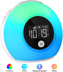 Iyeho Alarm Clock For Kids Bedrooms Music Wake Up Light With Bluetooth Speakers Dimmable Color Changing Night Li Alarm Clock Kids Alarm Clock Light Alarm Clock