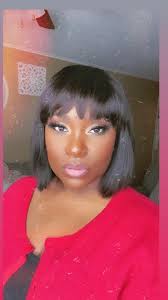 Yall, my wig came in. I couldn't resist it. I put it on. Flat iron it a bit  and did my makeup. I was nervous cause I have a fat face but