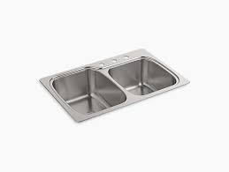 Get free shipping on qualified 33 in undermount kitchen sinks or buy online pick up in store today in the kitchen department. Verse 33 Top Undermount Large Medium Double Bowl Kitchen Sink W 3 Faucet Holes K 75791 3 Kohler Kohler