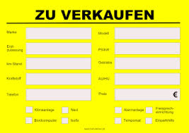 Schild Kfz Zu Verkaufen Gelb Pdf Vorlage Zum Ausdrucken