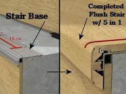 Installing and maintaining aluminum stair nosing is very easy, but proper application that means the treading and nosing strip should sit flush on both the tread and the riser of the stair. Laminate Floors Quick Step Laminate Flooring Incizo Stair Base Quick Step Incizo Base For Flush Stairnose