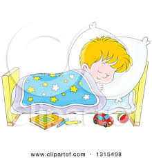 Perfect learning fun for prek! Clipart Of A Cartoon Black And White Boy Sleeping Peacefully In A Bed Royalty Free Vector Illustration By Alex Bannykh 1315499