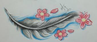 Piuma Con Fiori Ciliegio Watercolor Tattoo Tattoos Watercolor