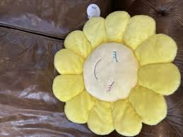 Buy, bid, and inquire on takashi murakami: Takashi Murakami Rainbow Flower Cushion Pillow Plush 60cm Yellow Lender Buyer Of Luxury Assets