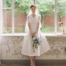 Cheap Wedding Dresses Buy Quality Weddings Events Directly From China Suppliers Tea Length 129cm V Neck Short Sle Gaun Pengantin Kebaya Pernikahan Pengantin