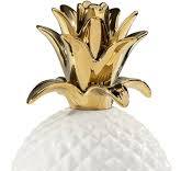 Torre & Tagus Weißes und goldenes Ananasglas für Heimdekoration, 27,9 cm,  Keramik-Ananas-Dekor und Ananas-Keksdose, einzigartige weiße Ananas-Glas,  ...