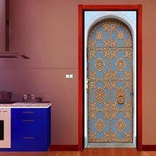 Faux 3d Motif Decoratif Fer Porte Porte Autocollant Papier Peint Sticker Mural Etanche Imitation Chambre Dec Stickers Muraux Motif Decoratif Decoration Chambre