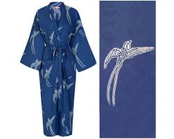 Cotton Kimono Robe Dark Blue Kimono Robe Lightweight Dressing Gown Women 39 S Bathrobe 10 Cotton Kimono Robe Kimono Dressing Gown Cotton Dressing Gown