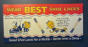 Vintage Shoe Laces Store Display Metal Sign Size Chart