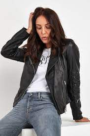 Womens Replay Black Leather Biker Jacket Black Black Leather Biker Jacket Leather Biker Jacket Biker Jacket