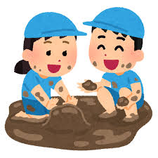 泥遊びをする子供たちのイラスト | かわいいフリー素材集 いらすとや