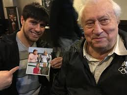 Celebrities: Author of B is for Boxing Michael Salita with Sports Writer  Elie Seckbach at Boxing Writers Dinner Editorial Stock Photo