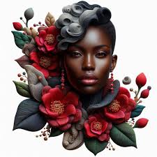 Imagine: Prompt for recreation: A hyper-realistic romantic portrait of an  African American man and african american woman intertwined with vibrant  abstract swirls of orange, black and red. The man, wearing a formal