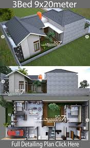 3 Bedrooms Home Design Plan 9x20m Home Design With Plan Home Design Plan Small House Design Plans Bungalow House Design