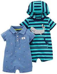 Carter S Baby Boys 2 Pack One Piece Romper Stripe Whale Blue Schiffli 6 Months Carters Baby Baby Boy Clothes Newborn Baby Boy Shorts
