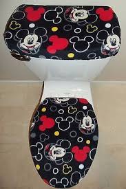 Disney Mickey Mouse Heads Fleece Toilet Seat Cover Set Bathroom Accessories Mickey Mouse Bathroom Mickey Mouse Room Mickey Bathroom