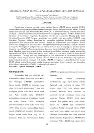 Kerjasama uisi dengan dispora melalui pelatihan manajemen keuangan bagi umkm. Pdf Strategi Laporan Keuangan Pada Usaha Mikro Kecil Dan Menengah