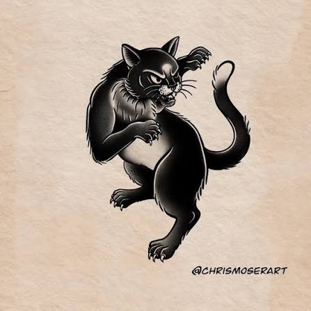 American Traditional Black Cat Tattoo | TikTok