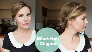 Here are 5 super easy hairstyles that take less than one minute each using minimal hair products. Short Hair Chignon Holiday Updo Youtube