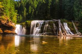 I see kids and adults jumping off the rock and having fun. Pictures Usa Lower Lewis River Falls Nature Waterfalls 2048x1367