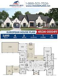 House Plan 4534 00049 European Plan 3 690 Square Feet 4 Bedrooms 3 5 Bathrooms In 2021 French Country House Plans Architectural Design House Plans New House Plans