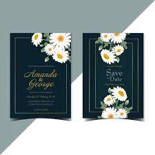 Elegant Floral Wedding Invitation With Gorgeous White Daisy Simple Wedding Invitations Vintage Floral Wedding Invitations Vintage Wedding Invitations Design
