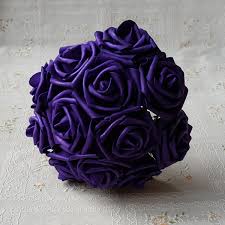 Purple wedding centerpieces look gorgeous when accented with white and yellow flowers. 50pcs 7cm 13colors Pe Dark Purple Artificial Foam Roses For Diy Wedding Bouquet Wrist Roses Flowers Home Floral Decor Rose Cream Foam Generatorfoam For Chair Seats Aliexpress