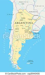 Argentina is located on the south american continent and borders bolivia, brazil, chile, paraguay and uruguay. Argentina Political Map Political Map Of Argentina With Capital Buenos Aires National Borders Most Important Cities Canstock