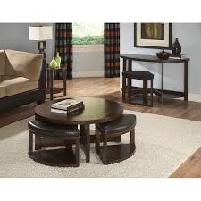 Entertaining Made Easy This Fashionable Five Piece Coffee Table Set Is Stunning Sitt Storage Ottoman Coffee Table Round Coffee Table Modern Brown Coffee Table