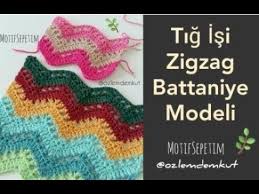 Tig Isi Zigzag Battaniye Modeli Ozlemdemkut Crochet Ripple Blanket Youtube Tig Isleri Battaniye Battaniye Modelleri