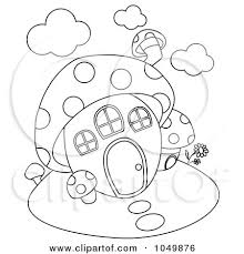 From fairyland coloring book vol. Royalty Free Rf Clip Art Illustration Of A Coloring Page Outline Of A Mushroom House By Bnp Design Studio 1049876