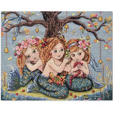 Mermaid cross stitch patterns free. Three Mermaid Cross Stitch Kit Cartoon People 18ct 14ct 11ct Count Light Blue Canvas Stitches Embroidery Diy Handmade Needlework Handmade Needlework Embroidery Diycross Stitch Kits Aliexpress