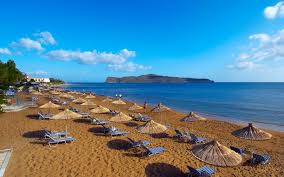 By the tip the waters are shallow and slowly reclining. Agia Marina Crete Platanias Beach Crete Greece Beach Crete Greece