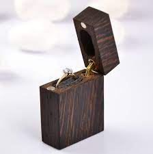 Box Ring Wedding Engagement Wood Box Pocket Slim Personalized Dark Wood