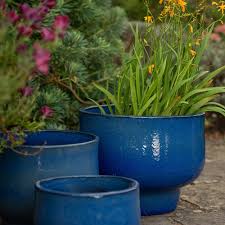 Blue Glazed Egg Pot (8 Sizes) - V18B - Large Terracotta Pots - Riverhill  Garden Supplies